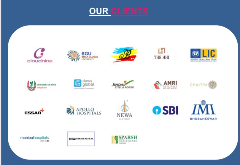 Our clients — hospitals, corporates and institutions across India