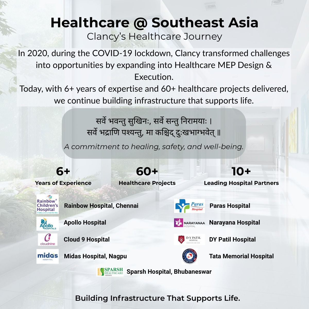 Clancy's Healthcare Journey — 60+ healthcare projects, 10+ hospital partners